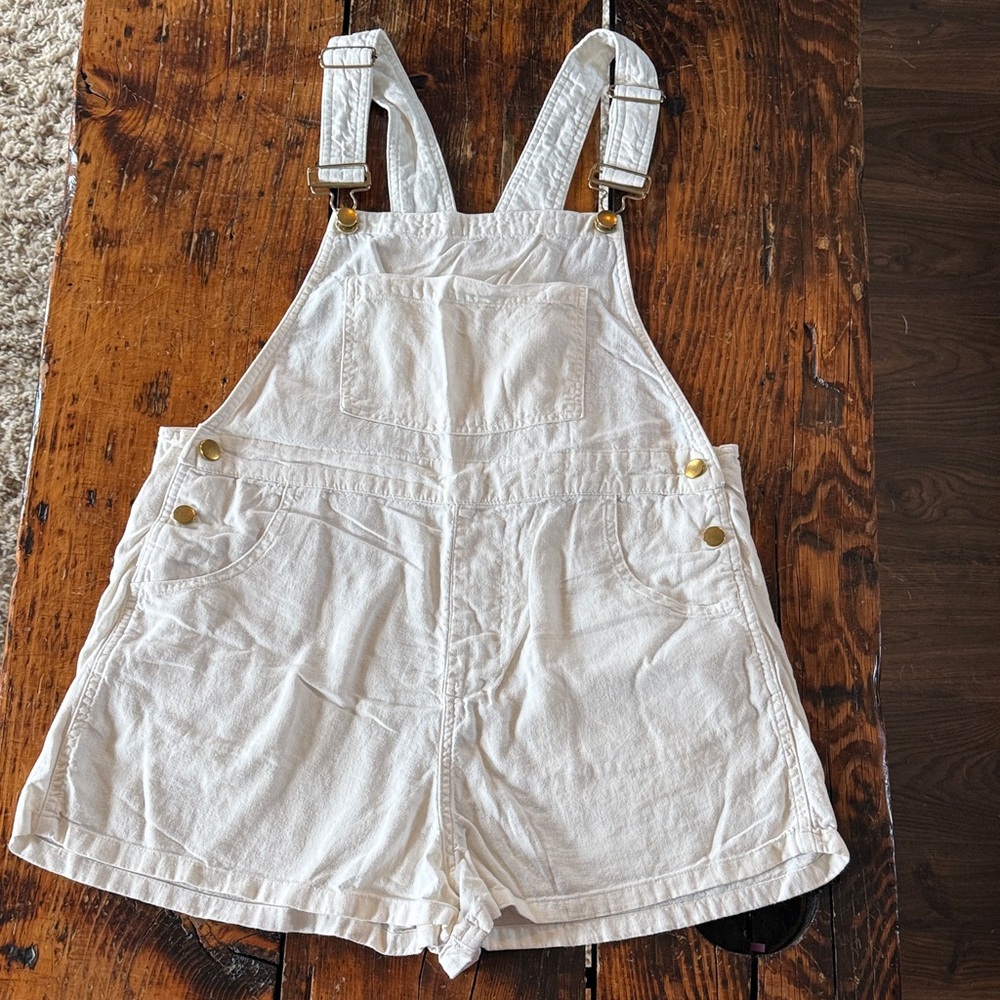 White Women's Denim Short Overalls
